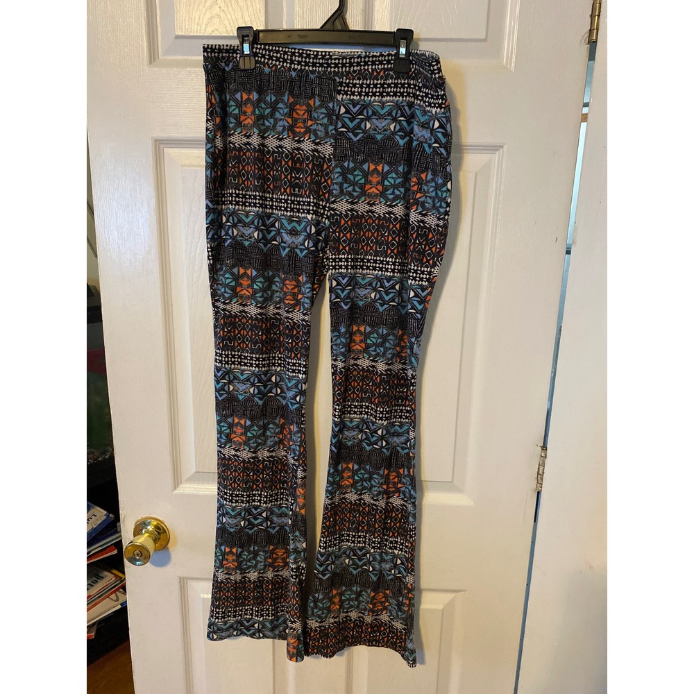 Hot Kiss Tribal Geometric Print Flare Leg Pants Bell Bottoms XL L XL BEL2138